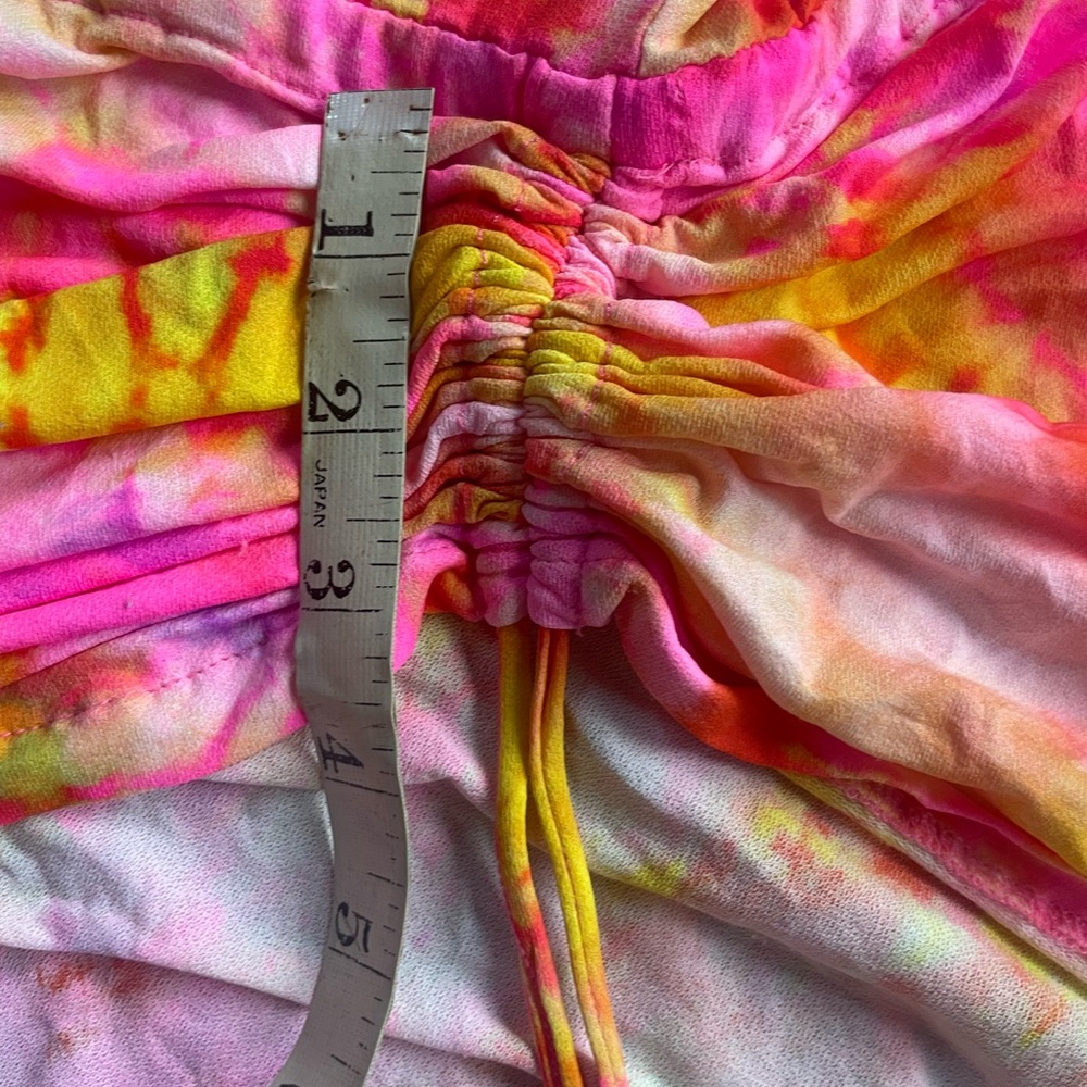 Luli Fama Vibrant Summer Beach Colorful Tie-Dye V-neck Adjustable Flowy Cover Up - Picture 5 of 11